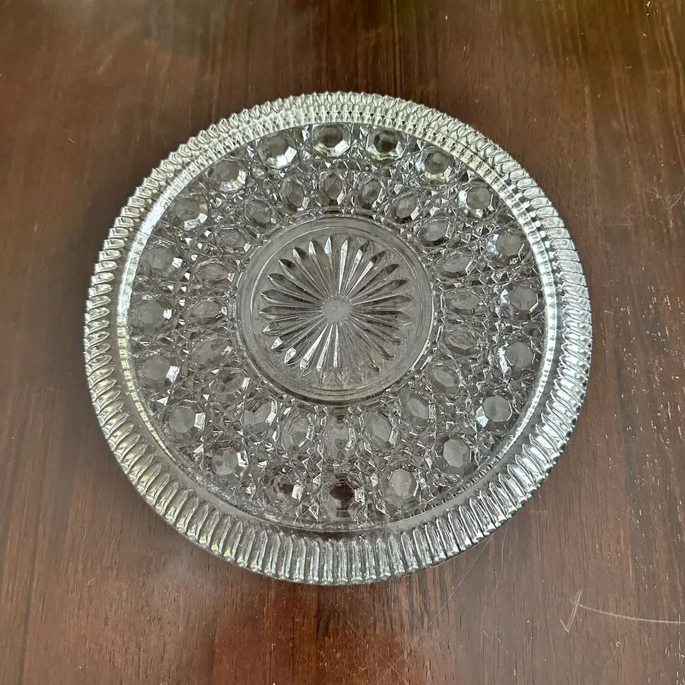 Vintage 70's Federal Glass Serving Plate Windsor Starburst Pattern 9